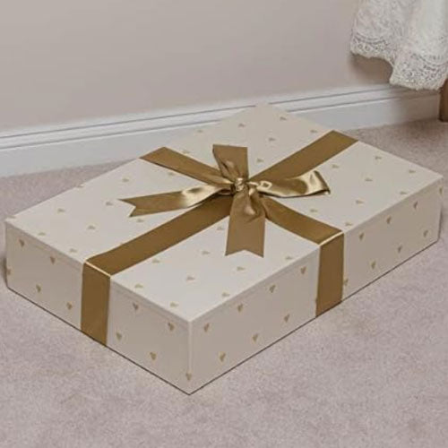 Gold Love Hearts Dress Wedding Dress Storage Box - Medium